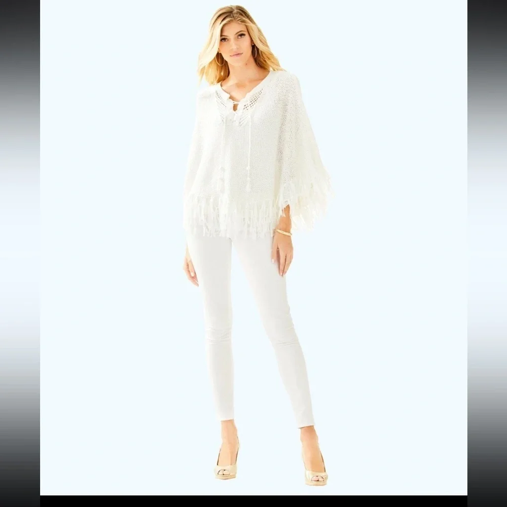 Lilly Pulitzer Val Sweater Poncho White S Elegant White Women's Sweater